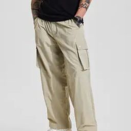 Men Flat-Front Loose Fit Cargo Pants-image-33