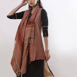 Women Striped Waterfall Shrug-52
