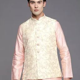 Floral Embroidered Nehru Jacket-image-62