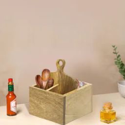 4-Compartments Wooden Cutlery Holder-48