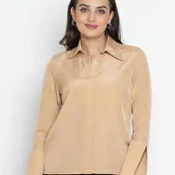 Women Regular Fit Shirt with Spread Collar-image-32