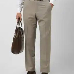 Men Straight Fit Flat-Front Trousers with Insert Pockets-picture-10