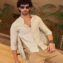 Men Regular Fit Shirt with Mandarin Collar-image-28