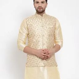 Men Embroidered Fitted Nehru jacket-image-3