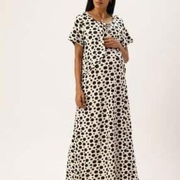 Women Polka-Dot Nightie with Short Sleeves-image-74