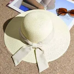 Women Beach Hat with Scarf Tie-Up-image-6