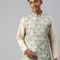 Floral Print Nehru Jacket with Insert Pockets-image-77