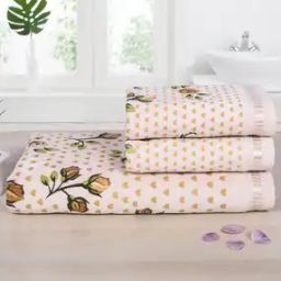 Set of 3 Floral Print Bath & Hand Towels-0