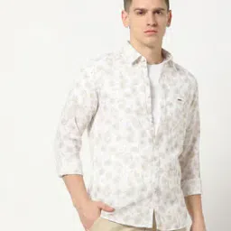 Men Leaf Print Regular Fit Shirt with Patch Pocket-picture-6