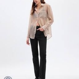 Solid Relaxed Fit Sheer Shirt with Full Sleeves-image-0