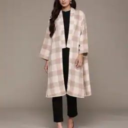 Women Checked Loose Fit Wool Shrug-44