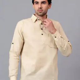 Men Slim Fit Short Kurta with Patch Pocket-image-116