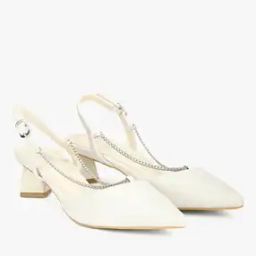 Block-Heeled Sandals with Chain Link Accent-5