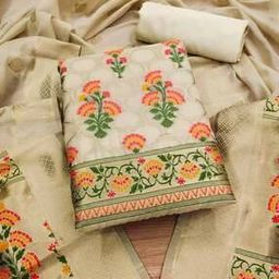 Floral Print Unstitched Dress Material Set-image-60