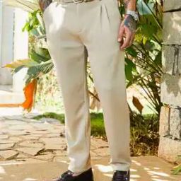 Men Double-Pleated Front Relaxed Fit Chinos with Slant Pockets-picture-13
