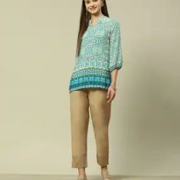 Women Straight Fit with Semi-Elasticated Waist-image-2