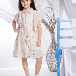 Girls Floral Knitted A-line Dress with Belt-picture-32