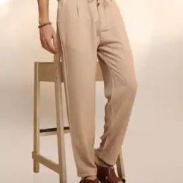 Men Flat-Front Relaxed Fit Trousers-picture-51