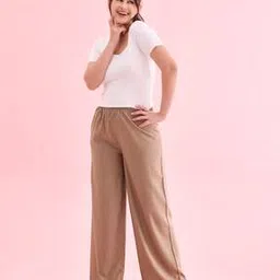 Women Flat-Front Relaxed Fit Palazzos-image-53