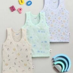 Cotton Pack of 3 Sleeveless Vest      -picture-24