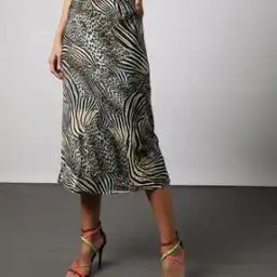 Women Animal Print Bias Cut Straight Skirt-image-13