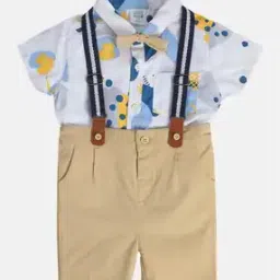 Boys Printed Shirt with Shorts & Suspender Set-image-32