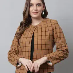 Checked Front-Open Blouson Jacket-image-99