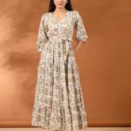 Floral Print Tiered Dress with Tie-Up-image-8