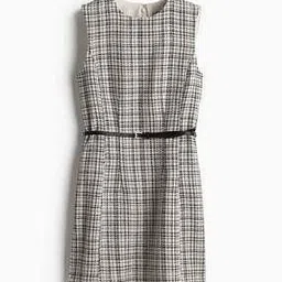 Women Belted Boucle Dress-image-20
