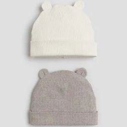 Pack of 2 Ribbed Ear Detail Beanies-image-26