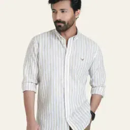 perch Men Striped Slim Fit Shirt with Button-Down Collar-picture-0