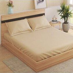 144 TC King Size Fitted Bedsheet with Pillow Covers-image-47