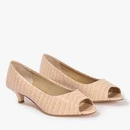 Reptilian Pattern Peep-Toe Kitten Heeled Sandals-image-63