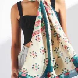Printed Women Scarf with Contrast Border-picture-13