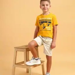 Boys Micro Print Regular Fit Flat-Front Shorts-image-27