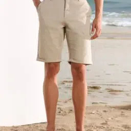 Men Slim Fit Bermudas with Insert Pockets-image-1