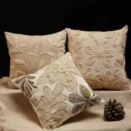  Cotton Embroidered Zip Closure Cushion Cover -40