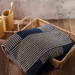 Navy Cotton Woven Stripe Towel-image-78