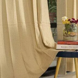 Pack of 2 Solid Cotton Waffle Door Curtains 7ft-image-29