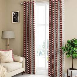 Set of 2 Geometric Print Eyelet Door Curtains-image-13