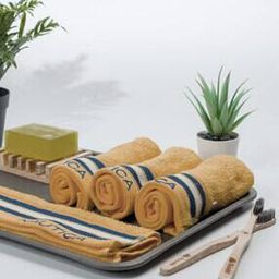 Set of 4 Striped High-Absorbent Face Towels-13