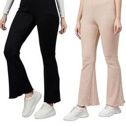 Women Pack of 2 Ribbed High-Rise Relaxed Fit Pants-image-9
