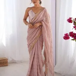 Embellished Design Sequins Organza Saree -image-13