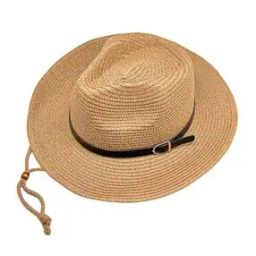Men Wide-Brim Straw Sun Hat with Black Belt -picture-22