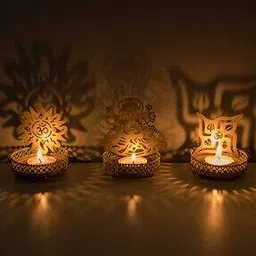 Set of 3 Shadow Ganesh Sathiya Tea-Light Holders-image-95