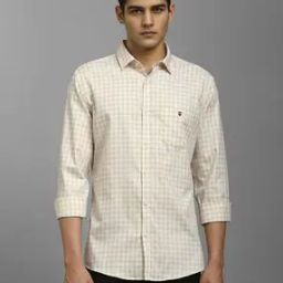Men Checked Regular Fit Shirt with Curved Hem-image-48