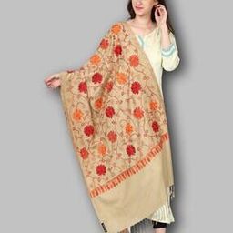 Embroidered Acro Kashmere Wool Shawl with Tassels-image-40