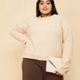 Women Pullover with Ribbed Hems-image-19