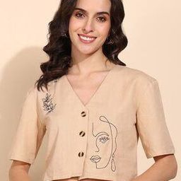 Women Embroidered Slim Fit Cotton Top-picture-53