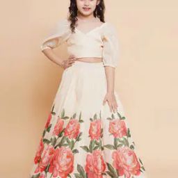 Girls Floral Print 2-Piece Lehenga with Choli Set-picture-19